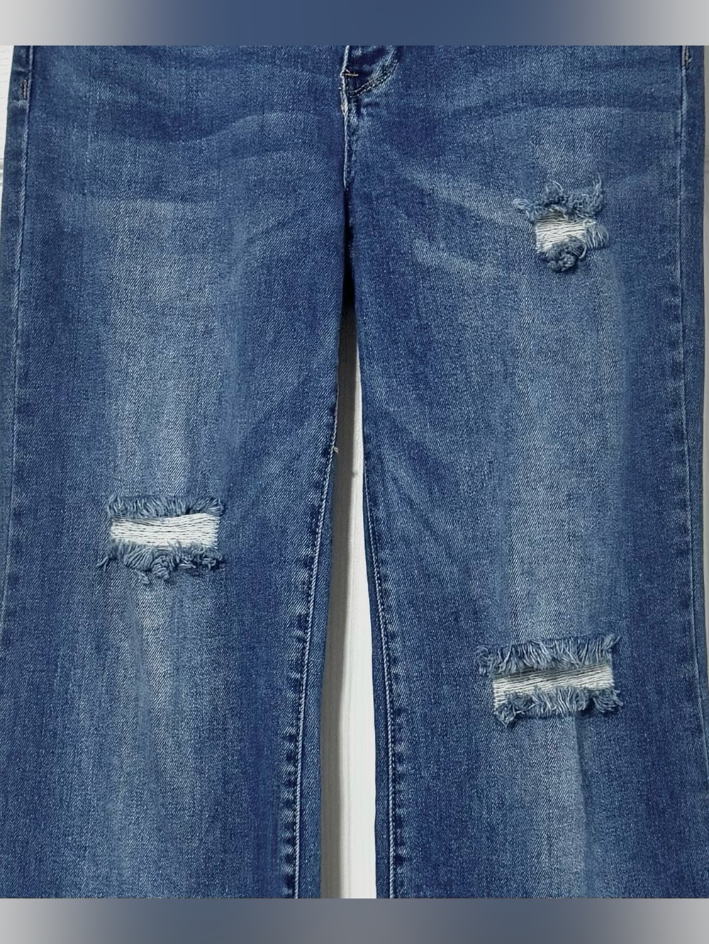 Risen Triple Button High Rise Straight Jeans Distressed RDP5195 - Picture 5 of 10